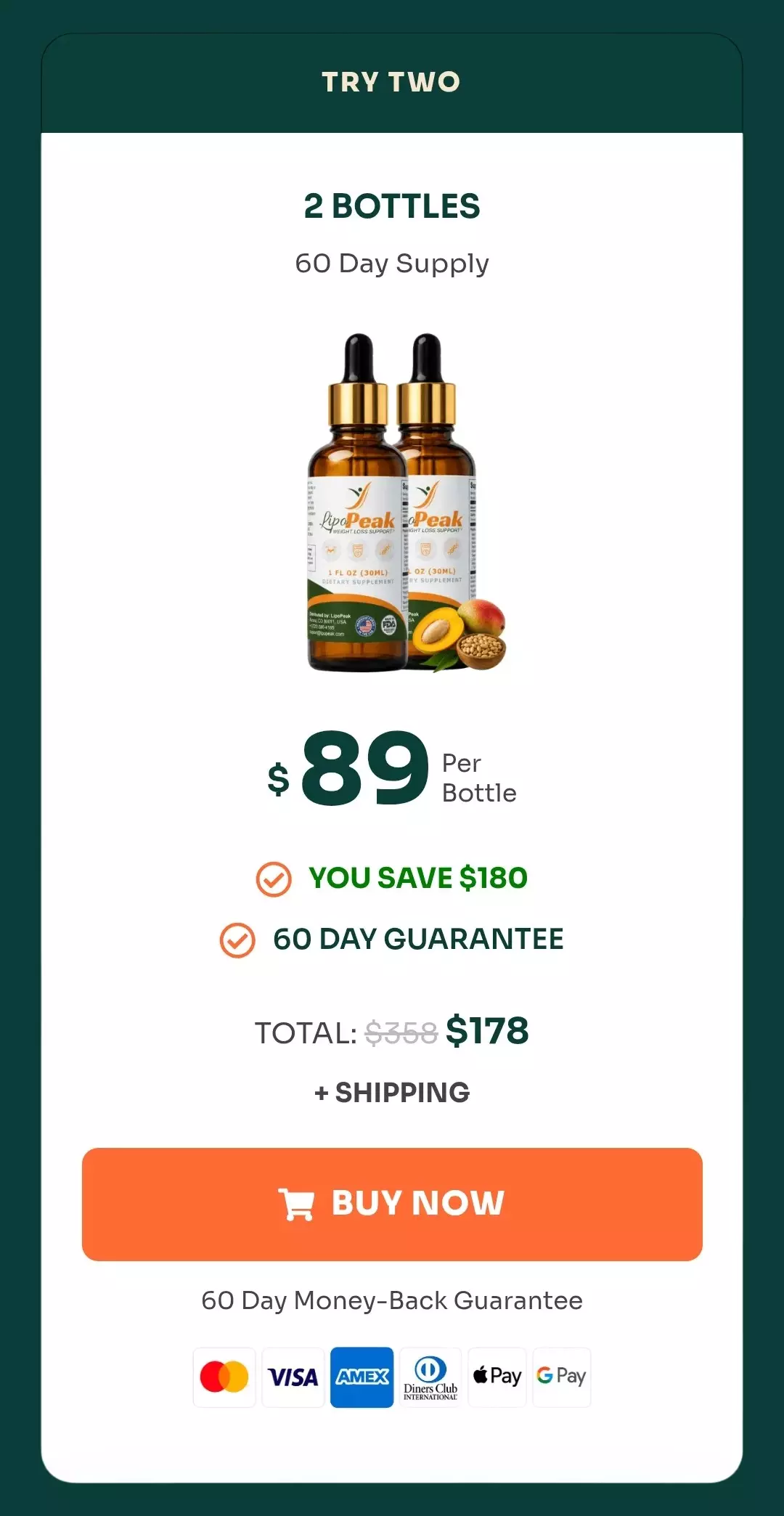 LipoPeak® 2 bottles pricing